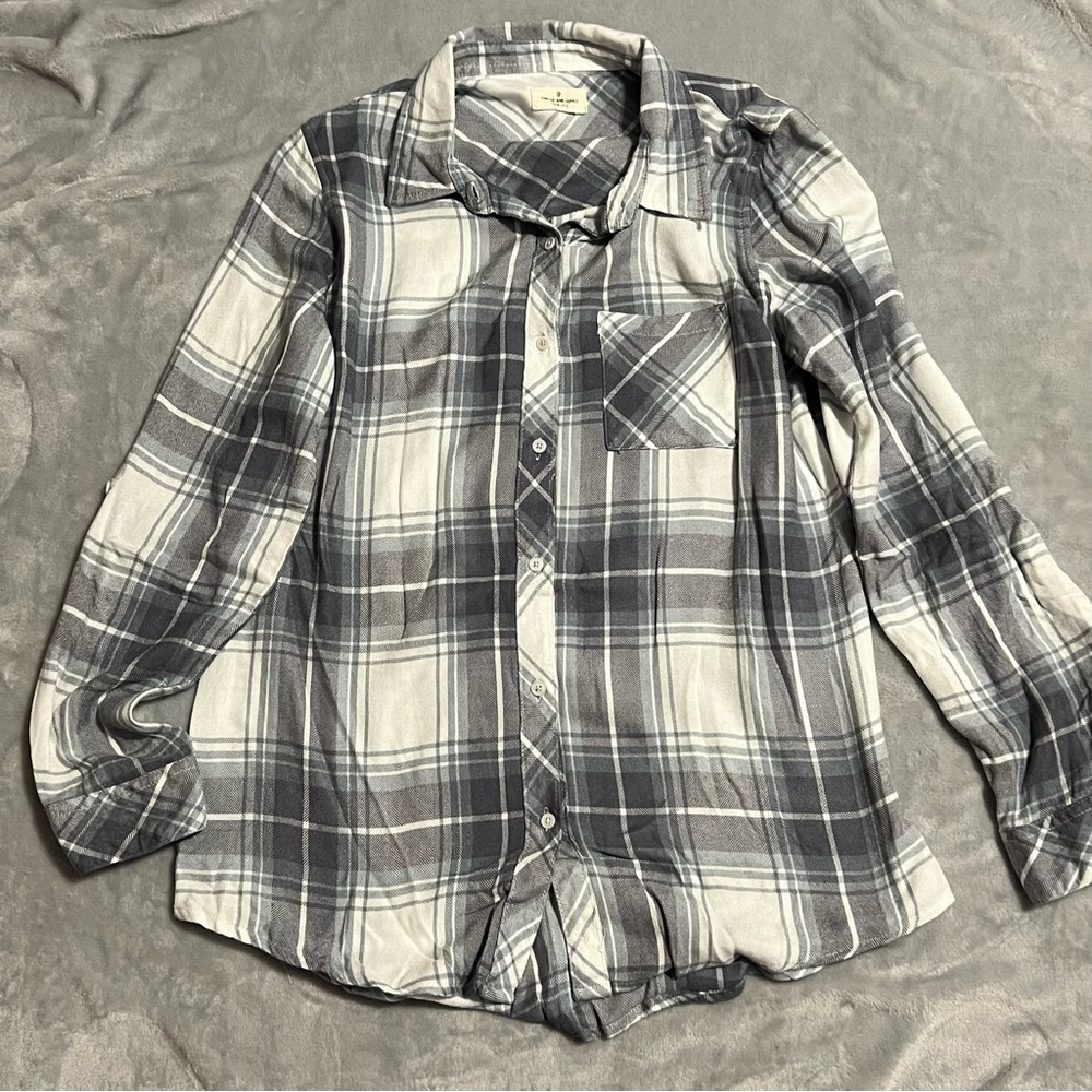 Thread & Supply Women's Lightweight‎ Blue Gray Flannel In EUC